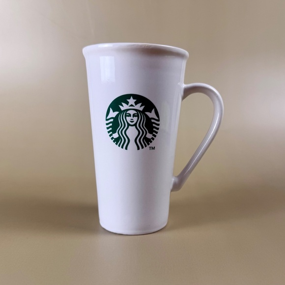 Starbucks -- White Ceramic -- Tall Mug with Cork Lid – 6" Coffee Cup - Picture 2 of 10